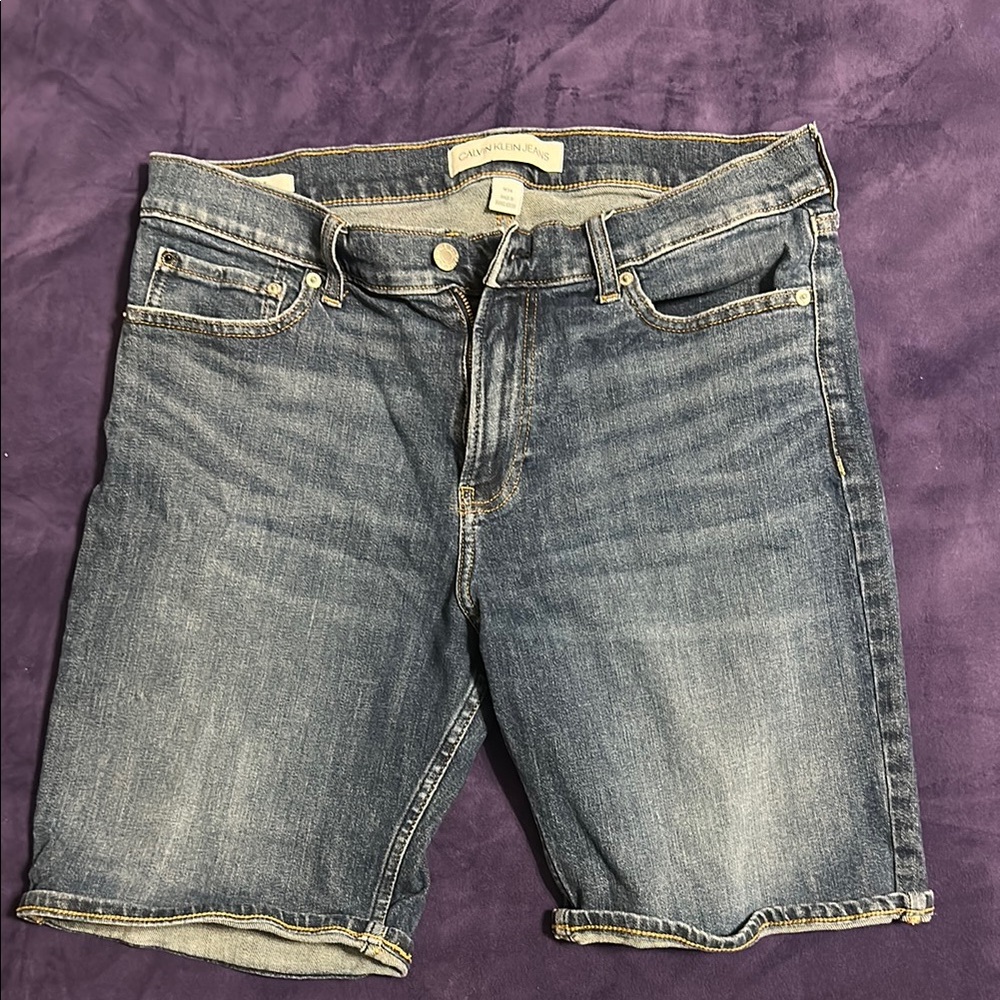 Men's Blue Denim Shorts 34W STRAIGHT